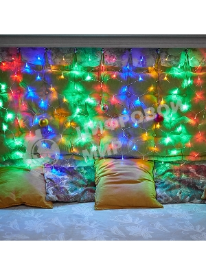 Новогодние светоукрашения Neon-night гирлянда-сеть LED 1х1.5 мМуЛЬТИ с контроллером, 240В