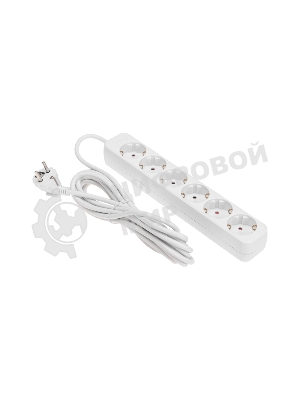Удлинитель STANDARD 6 гнезд, 5м, 3х1,0мм², с/з, белый REXANT