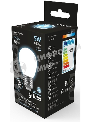 Лампа светодиодная Filament Шар E27 5Вт 4100К OPAL GAUSS 105202205