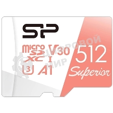 Флеш карта microSD 512Gb Silicon Power Superior A1 microSDXC Class 10 UHS-I U3 100/80 Mb/s (SD адаптер)