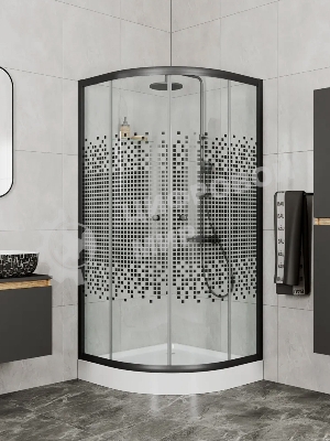 Душевой уголок BAU Dream с поддоном 80x80х195, прозрачное закаленное стекло с черной мозаикой 5 мм,