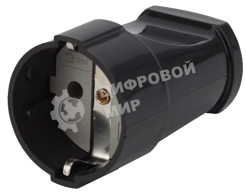Розетка кабельная с/з прямая ЭРА 16A черная (24/384/4608)