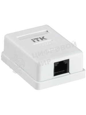 Настенная информационная розетка RJ45 8P8C, кат.5Е, UTP, 1-порт, белая 