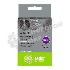 Картридж ленточный Cactus CS-TZE111 черный шрифт, прозрачный фон (6 мм, 8 м) для Brother 1010/1280/1280VP/2700VP