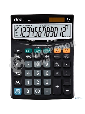 Калькулятор настольный Deli Core E1630 черный 12-разр.