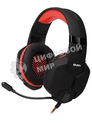 Гарнитура Sven AP-G988MV чёрный-красный, проводная, 3.5 мм
