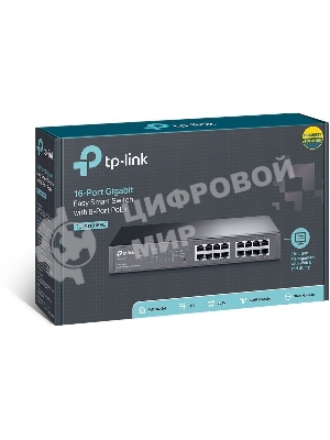 Коммутатор TP-Link SMB TL-SG1016PE Easy Smart гигабитный 16-портовый коммутатор с 8 портами PoE+