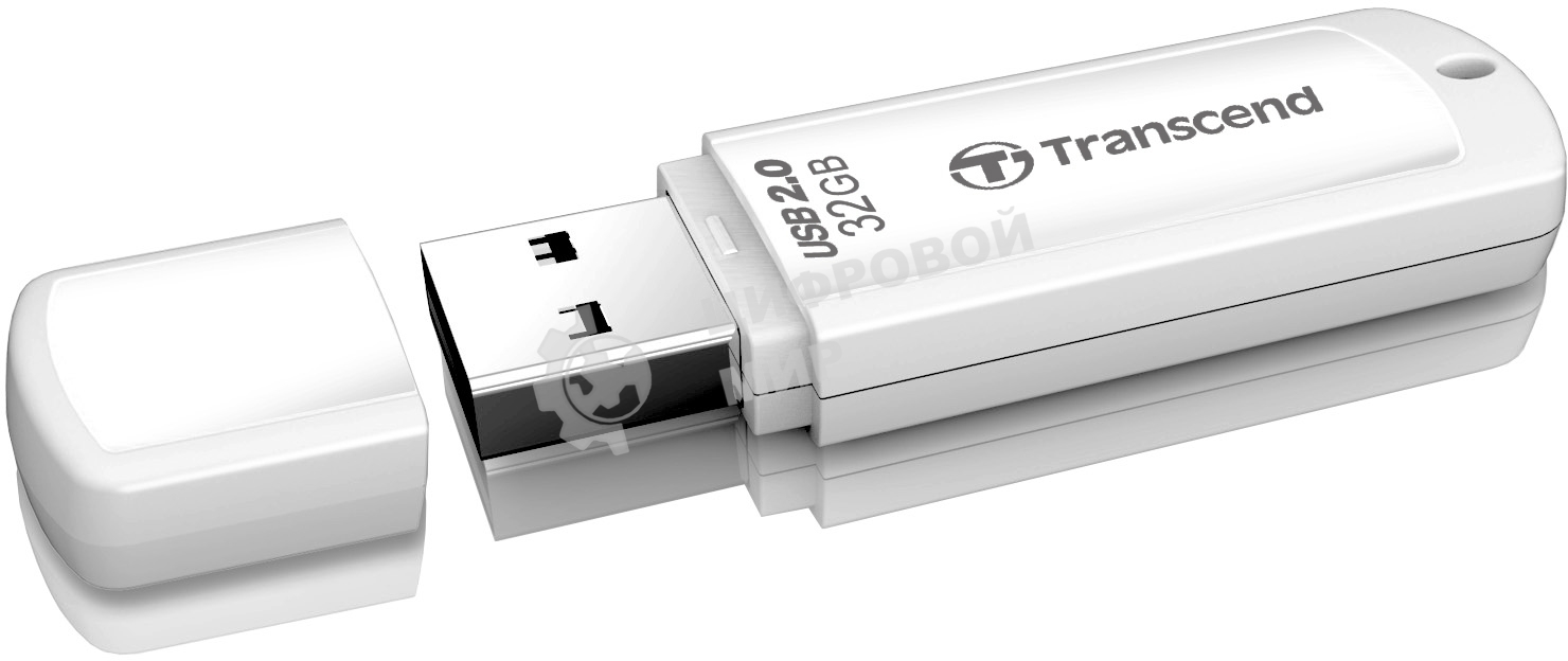 Флешка USB Transcend JetFlash 370 (TS32GJF370), 32Gb, USB 2.0, R/W 12/5, белый