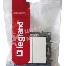 Переключатель 2-клавишный, 10AX, бел. ETIKA 