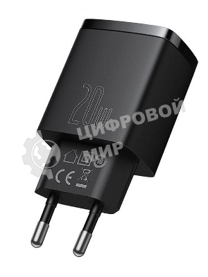 Сетевое зарядное устройство BASEUS Compact Quick Charger, 1хUSB-A, 1xType-C, 20W, 5V, 3.0A, черный