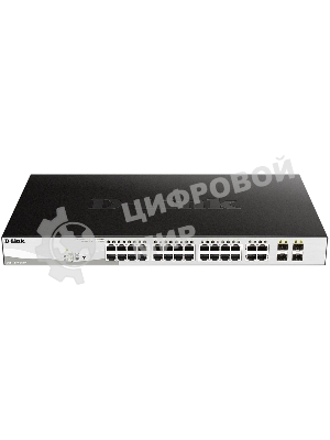 Коммутатор D-Link DGS-1210-28MP/FL1A, L2 Managed Switch with 24 10/100/1000Base-T ports and 4 100/1000Base-T/SFP combo-ports (24 PoE ports 802.3af/802.3at (30 W), PoE Budget 370 W).8K Mac address, 802.3x Flow C