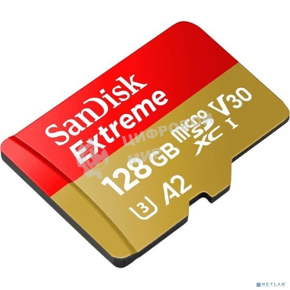 Флеш карта microSD 128Gb SanDisk microSDXC Class 10 UHS-I A2 C10 V30 U3 Extreme 190MB/s