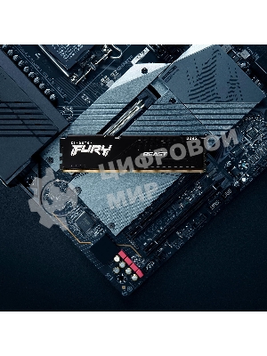 Оперативная память Kingston Fury Beast, DDR5, 16Gb (1x16Gb), 6000MHz, CL30, DIMM, с радиатором, черный