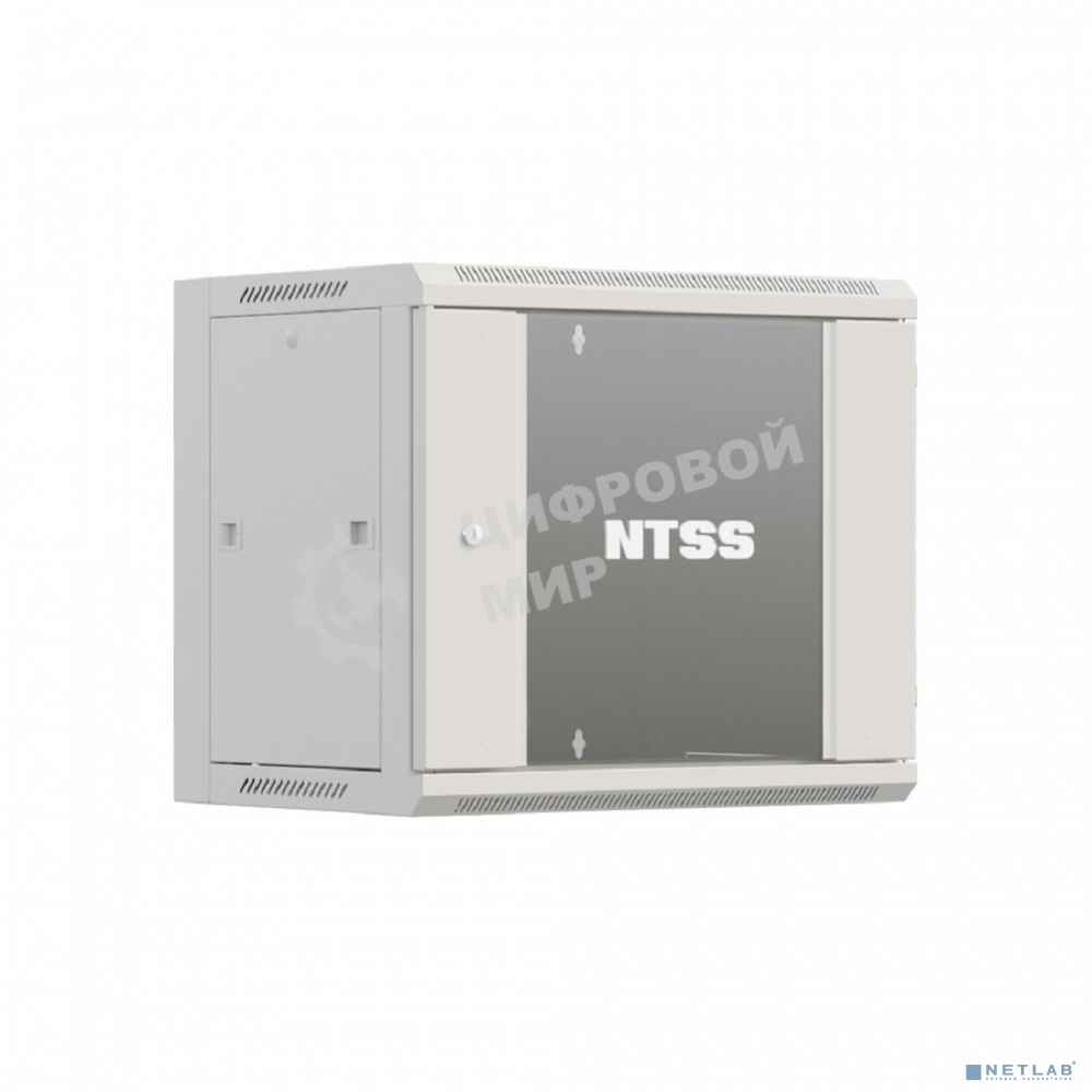 Шкаф коммутационный NTSS Премиум (NTSS-W12U6060GS-2) настенный 12U 600x600 мм пер. дв. стекл 60 кг серый IP20 сталь