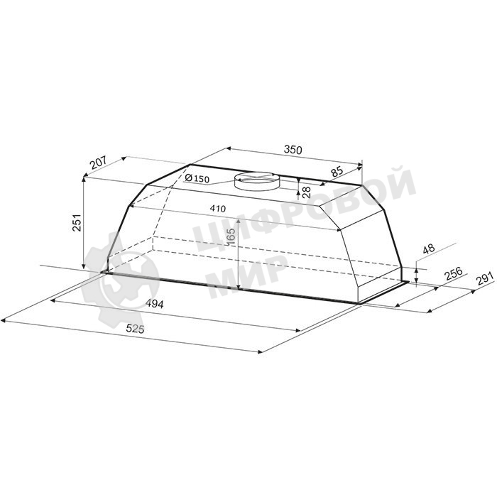 Вытяжка встраиваемая Krona Ameli 600 inox PB нержавеющая сталь, 60 см, 633 куб. м/ч, 50 дБ