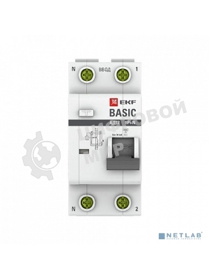 Выключатель автоматический дифференциального тока EKF DA12-32-30-bas 1P+N 32А 30мА тип АС х-ка C эл. 4,5кА АД-12 EKF Basic