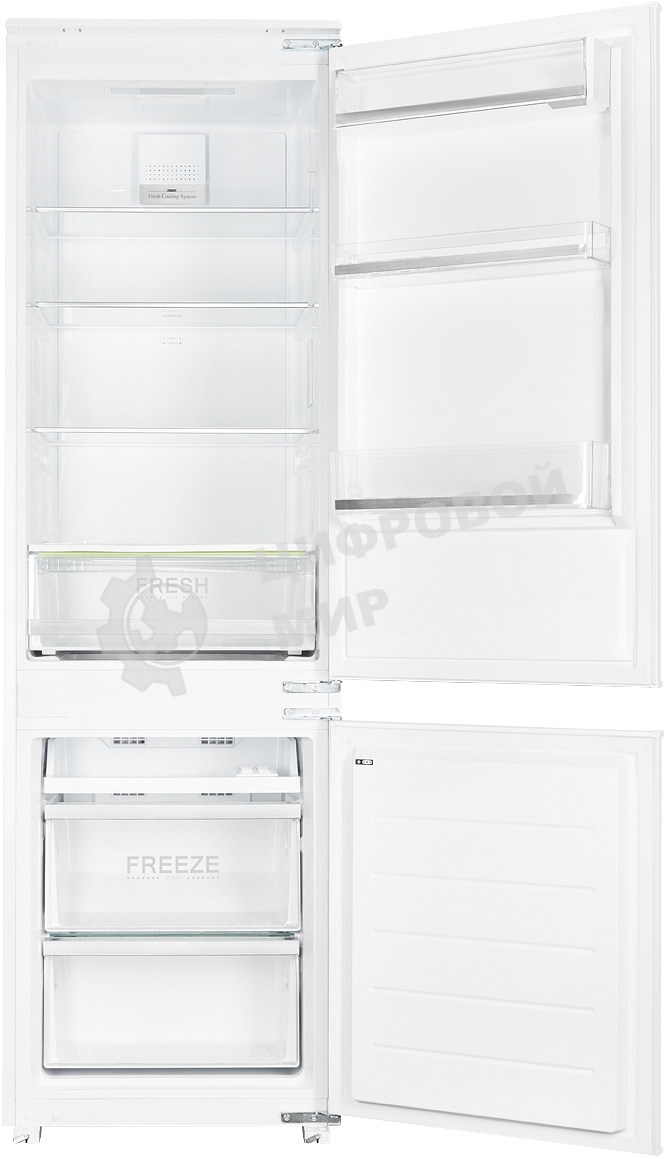 Встраиваемый холодильник Kuppersberg NBM 17863, Габариты(ВхШхГ):178.5x54x54,5; Перенавешиваемые двери, Класс энергопотребления А++ (222 кВт/ч), No-frost, 182л/59л, Уровень шума: 41 Дб