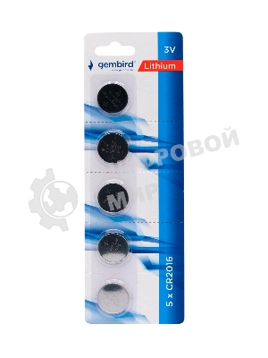 Батарейки литиевые Gembird Gb-CR2016-5B, тип CR2016, 5шт, блистер
