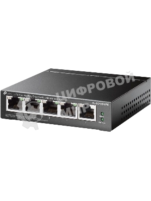 Коммутатор TP-Link TL-SG105MPE Easy Smart с 5 гигабитными портами (4 порта PoE+), 802.3af/at, бюджет PoE — 120 Вт, стальной корпус