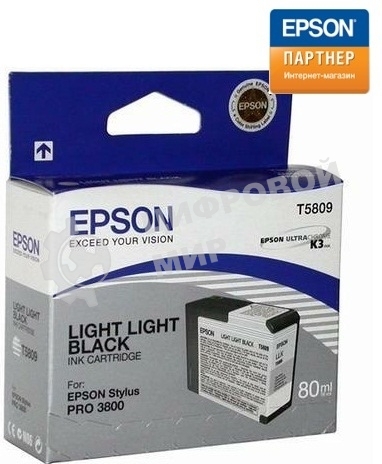 Картридж струйный Epson T5809 (C13T580900) светло-серый (80 мл) для Stylus Pro 3800