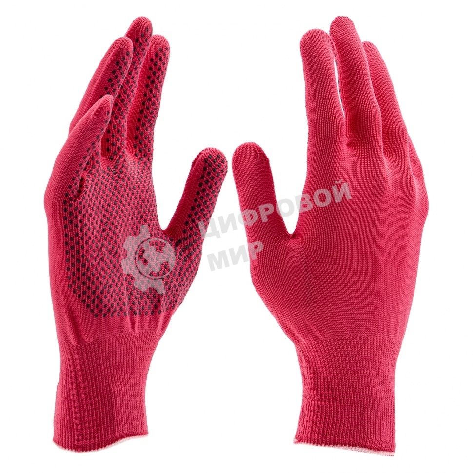 Перчатки из синтетической нити, ПВХ точка, 13 класс, 