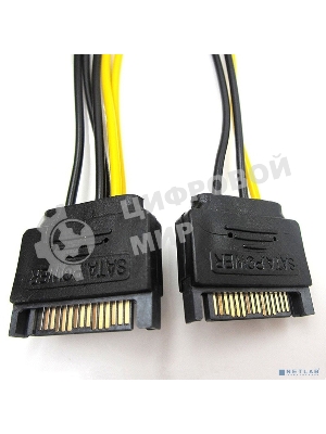 Переходник питания для PCI-Ex видеокарт ORIENT C588 2 x SATA 15pin (M) -> 8pin (6pin+2pin)
