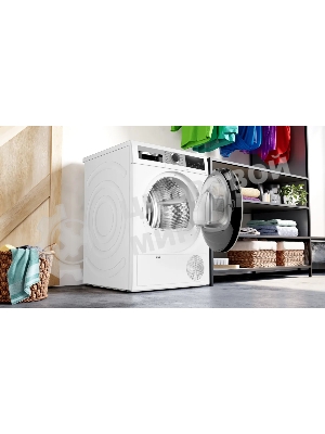 Сушильная машина Bosch WQG1420AME белый, 9 кг, сушка - конденсационная, программ - 15, 59.8 x 84.2 x 64.8 см