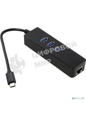 Cетевой адаптер Greenconnect USB 3.1 Тип C M -> Ethernet RJ-45 F Lan Card + USB 2.0-хаб на 3 порта (GCR-UC2CL01)