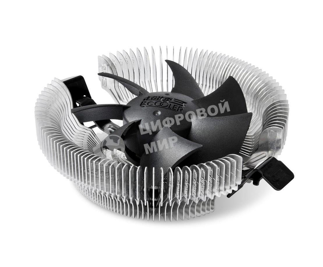 Кулер для процессора PCCooler E80 (65W, 3-pin, 42mm, Al/Cu, -mm, 1x80мм, 29.61CFM, 22dBA, 2000RPM, S: 1851/1700/1200/115X, AM5/AM4, silver, black)