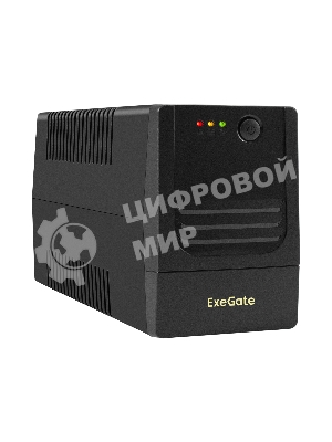 Источник бесперебойного питания ExeGate Power NB-600.LED.AVR.2SH (600VA/360W, LED, AVR, 2*Schuko, батарея 12V 7.2Ah, Black)