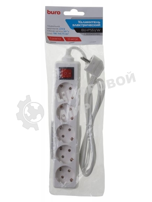 Сетевой удлинитель Buro BU-PS5.1/W 1.5 м (5 розеток) белый (пакет ПЭ)