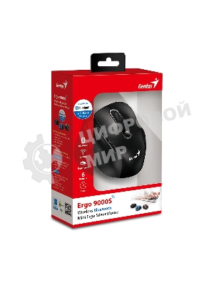 Мышь беспроводная Genius Ergo 9000S черный, 2400 dpi, радиоканал, Bluetooth, USB, кнопки - 6