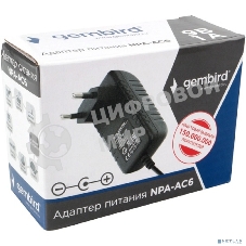 Адаптер питания Gembird NPA-AC6, 9В/1А, 1 штекер 5,5х2,5мм