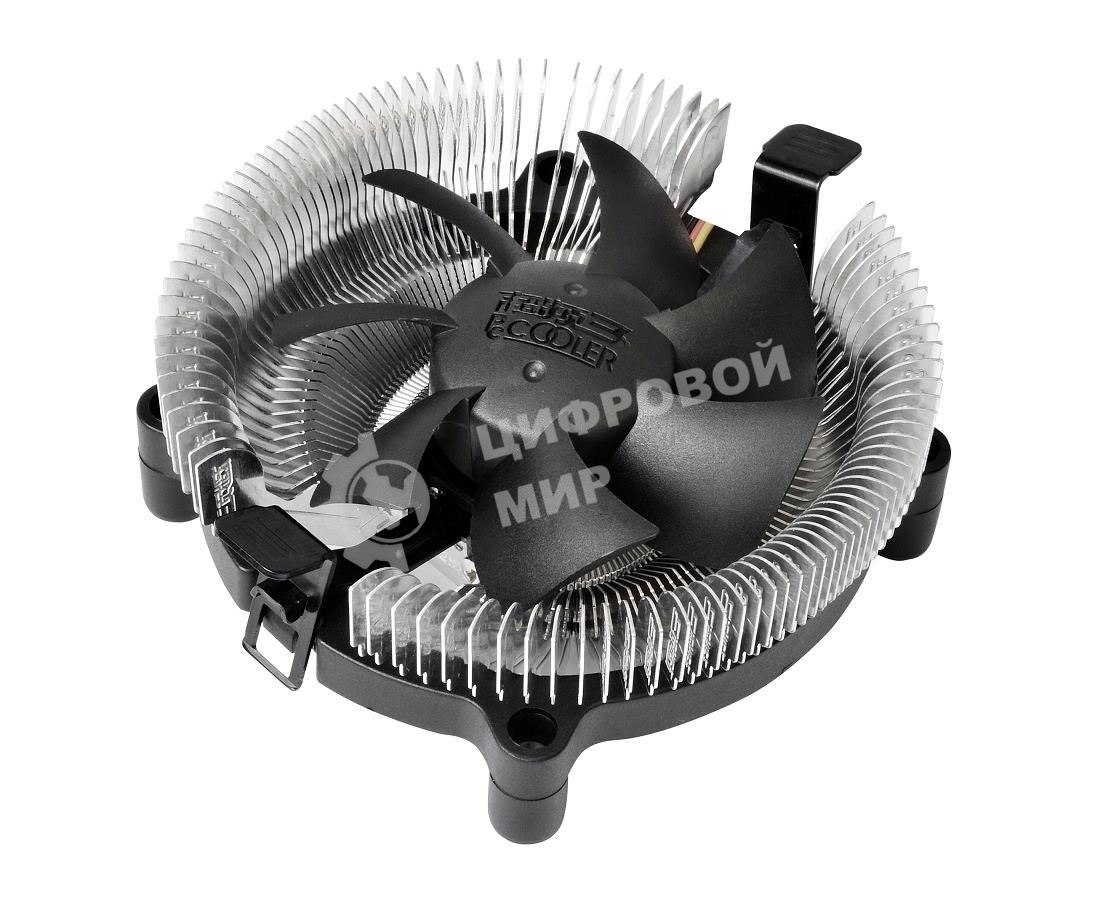 Кулер для процессора PCCooler E80 (65W, 3-pin, 42mm, Al/Cu, -mm, 1x80мм, 29.61CFM, 22dBA, 2000RPM, S: 1851/1700/1200/115X, AM5/AM4, silver, black)