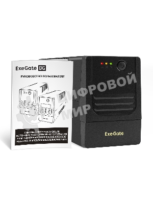 Источник бесперебойного питания ExeGate Power NB-600.LED.AVR.2SH (600VA/360W, LED, AVR, 2*Schuko, батарея 12V 7.2Ah, Black)