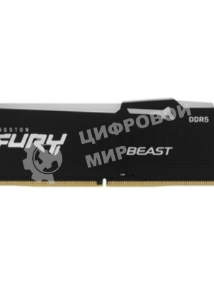 Оперативная память Kingston Fury Beast, DDR5, 16GB (1x16GB), 5200MHz, CL40, DIMM, с радиаторами, RGB, черный