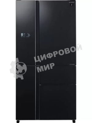 Холодильник Sharp SJWX99ABK черный четырехкамерный 423/227л морозилка снизу, No Frost, Side by Side