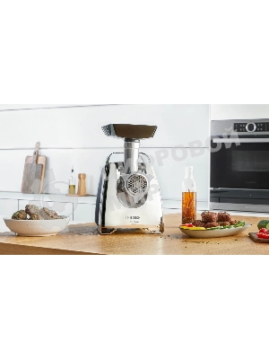 Мясорубка электрическая Bosch MFW67440 черный, 2000 Вт, 3.5 кг/мин, реверс, защита от перегрузки, насадки - 4