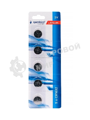 Батарейки литиевые Gembird Gb-CR1632-5B, тип CR1632, 5шт, блистер