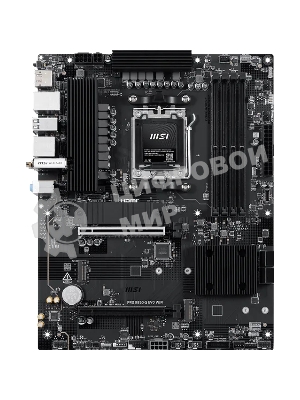 Материнская плата MSI PRO B850-S EVO WIFI, AM5, AMD B850, 4xDDR5 (до 256 ГБ), 4xSATA, 3xM.2 (1xPCIe 5.0, 2xPCIe 4.0), 1xPCIe 5.0 x16, 1xPCIe 4.0 x16, 1xHDMI, 1xDP, 1x5Gb LAN, Wi-Fi 7, Bluetooth 5.4, 1xUSB-C 10Gbps, 2xUSB-A 10Gbps, 2xUSB-A 5Gbps, 4xUSB-A 2.0, 3x3.5 мм, 7.1, чёрный, ATX
