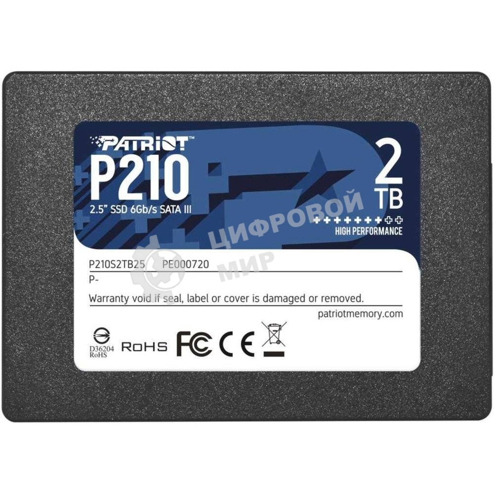 Накопитель SSD Patriot P210, 2Tb, SATA III, 2.5