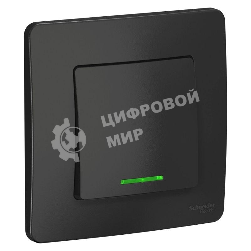 Выключатель 1-кл. СП Blanca (сх.1) 10А 250 В с подсветкой антрацит SchE BLNVS010116