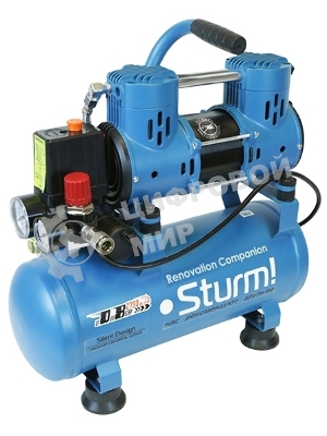 Компрессор воздуш Sturm! AC93210OL.безмасл.бесшумн. 900Вт,10л,2750об/мин,180л/мин,8бар