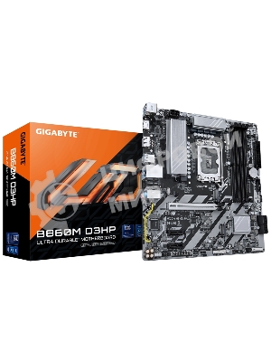 Материнская плата Gigabyte B860M D3HP, LGA 1851, Intel B860, 4xDDR5, 4xSATA, 2xM.2, 1xPCIe 5.0 x16, 2xPCIe x1, 1xHDMI, 1xDP, 1x 1Gb LAN, 3xUSB-A 3.2 Gen 1, 3xUSB-A 2.0, 1xUSB-C 3.2 Gen 1, 3x3.5 мм, 7.1, mATX