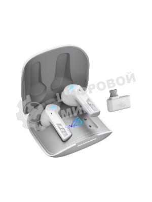 Гарнитура ASUS ROG Cetra True Wireless SpeedNova белый, беспроводная, радиоканал, до 26 ч, совместимость с PS5