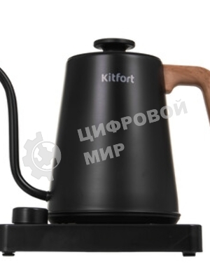 Чайник электрический Kitfort КТ-6726 1л. 1200Вт черный/дерево корпус: нерж.сталь/пластик