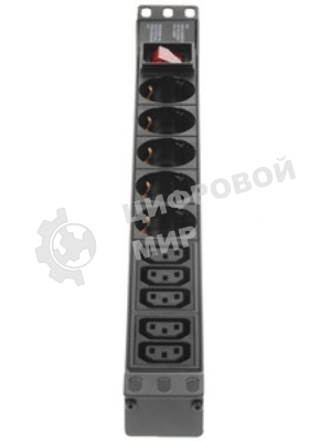 Блок розеток горизонтальный ExeGate ServerPro PDU-19H008 Al-5C135S-C14-SW, 19