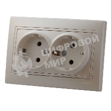Розетка 2-м СП Мира керам. с заземл. жемчуж. белый перламутр Lezard 701-3030-127