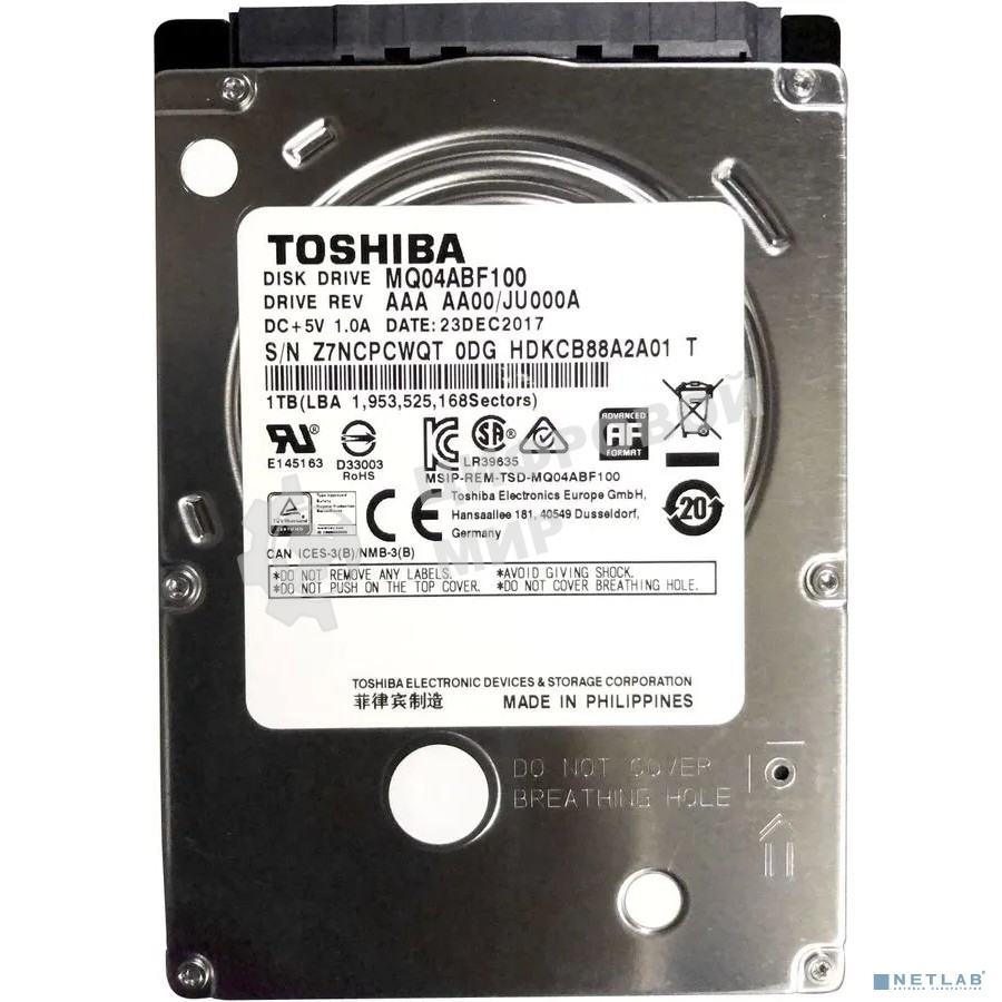 Жесткий диск Toshiba 1Tb 5400rpm MQ04ABF100 128Mb 2.5