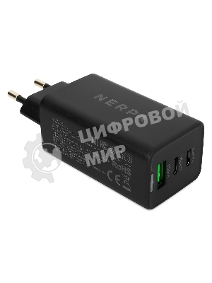 Сетевое зарядное устройство NERPA PD333CBX 65W GaN PD+QC3.0, 2xUSB-C, 1xUSB-A, USB-C - USB-C 100W cable 1.5m черный, EU plug, BOX